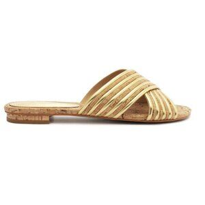 -NWT- SCHUTZ LATIFAH CORK SANDAL IN GOLD SZ 6